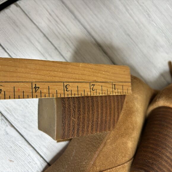 Crown‎ Vtg Ankle Boots Women 7.5 Brown Raffa Leather Block Heel Western fringe - Picture 9 of 10